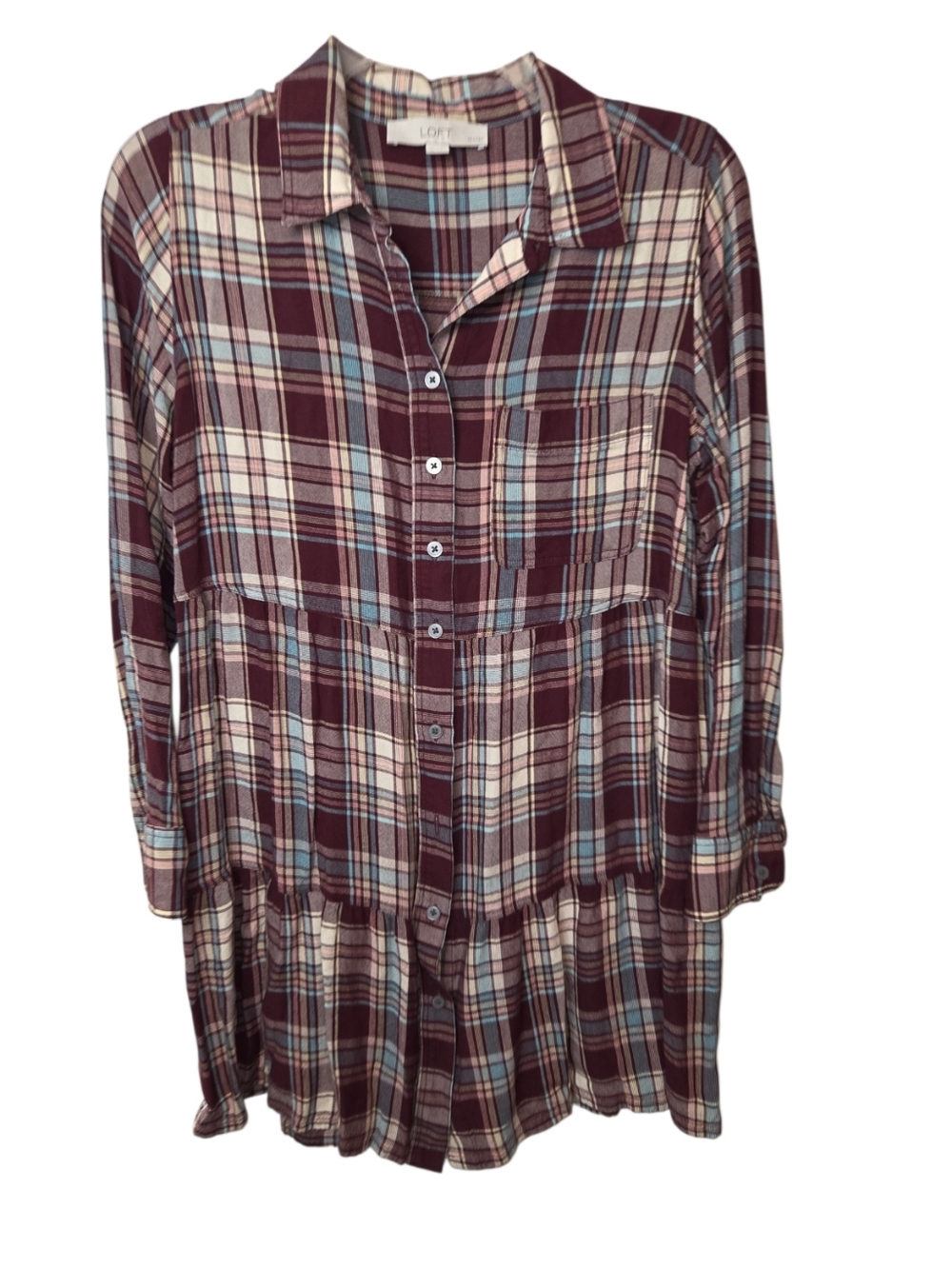 Loft Plaid Tunic Blouse